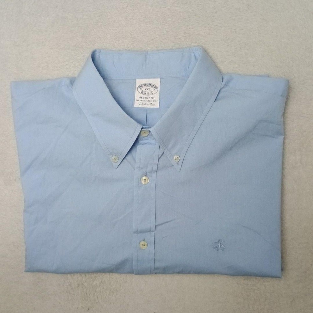Brooks Brothers Shirt Mens 2XL Blue Button-Up Regent Fit Cotton Button-Down